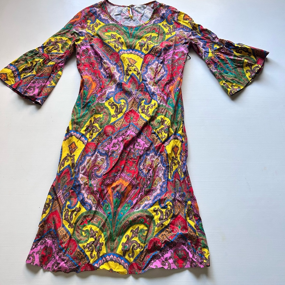 CamicettaSnob Italian White W/Green Floral Button Down Dress Size 42/6